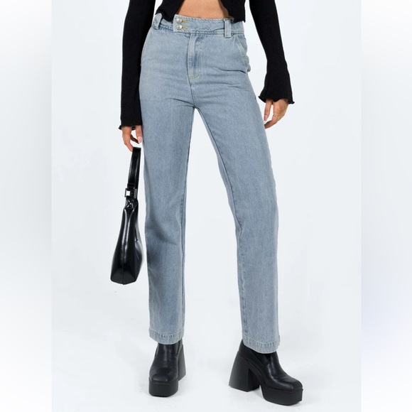 Princess Polly‎ Ikena Straight Leg Light Wash Jeans - 8 - Picture 1 of 11